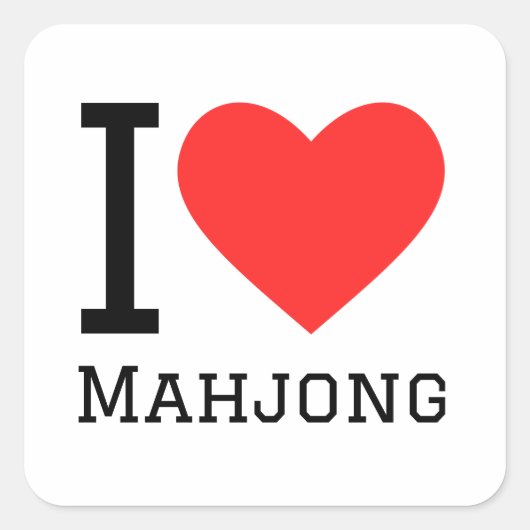 Ik hou van mahjong vierkante sticker (Voorkant)