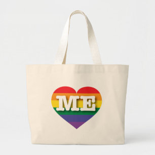 Ik hou van Maine Gay Pride Rainbow Heart Grote Tote Bag