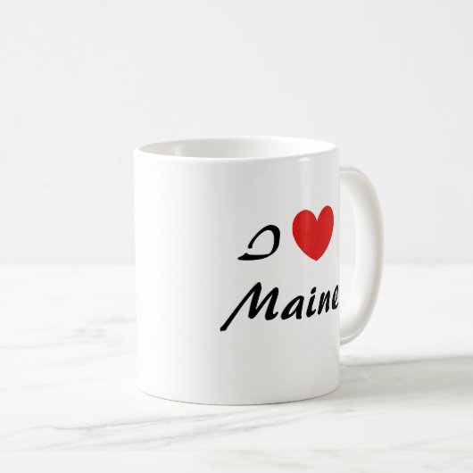 Ik hou van Maine Heart Typography Coffee Mok (Voorkant rechts)