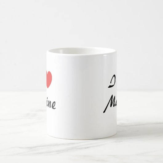 Ik hou van Maine Heart Typography Coffee Mok (Center)