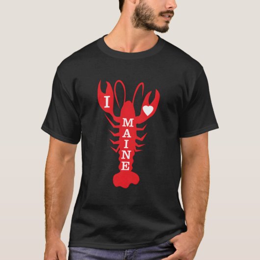 Ik hou van Maine - kreeft ontwerp T-shirt (Voorkant)