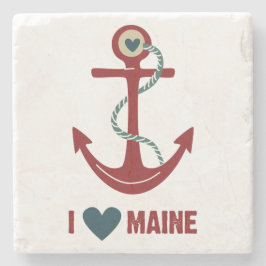 Ik hou van Maine Red Anchor Stenen Onderzetter