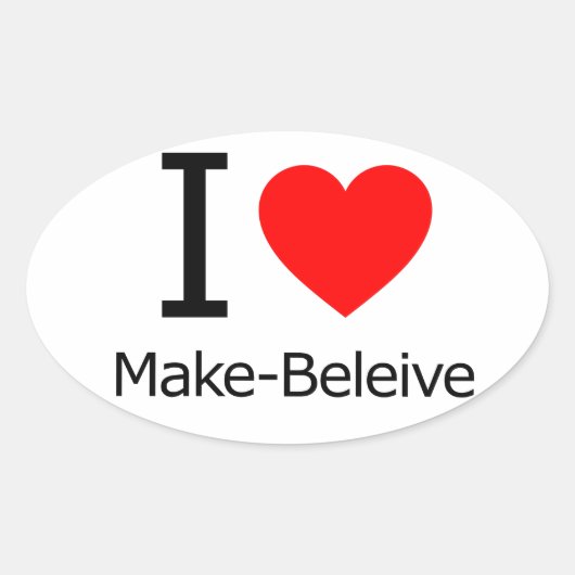 Ik hou van Make-Believe Ovale Sticker (Voorkant)