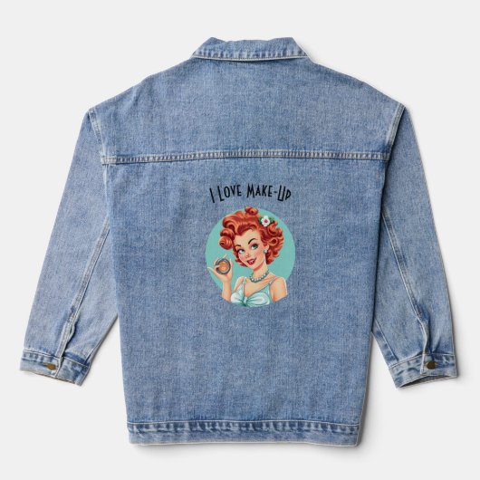 Ik hou van Make-up pin-up  ontwerp Denim Jacket (Achterkant)