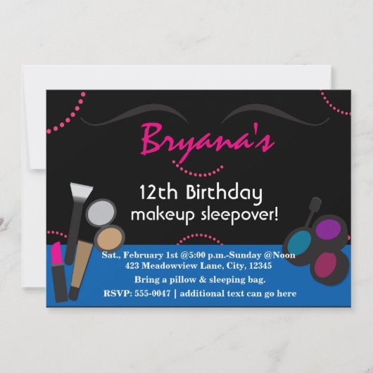 Ik hou van make-up swirl verjaardagsfeestje uitnod kaart (Voorkant)