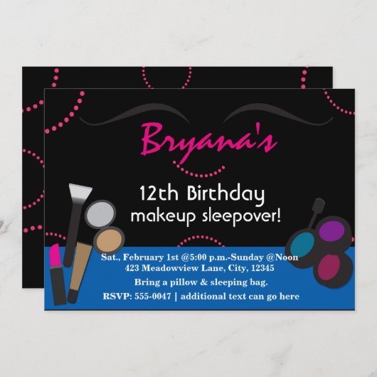 Ik hou van make-up swirl verjaardagsfeestje uitnod kaart (Voorkant / Achterkant)
