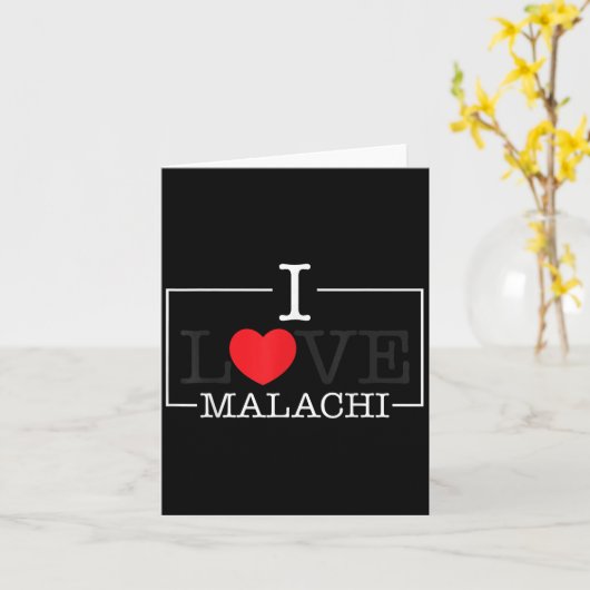 Ik hou van Malachi Hart Familienaam Malachi Groovy Kaart (Gele Bloem)