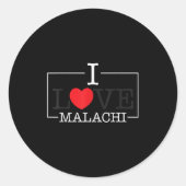Ik hou van Malachi hart familienaam Malachi Groovy Ronde Sticker (Voorkant)