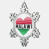 Ik hou van Malawi, Malawisch hart Tin Sneeuwvlok Ornament (Rechts)