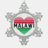 Ik hou van Malawi, Malawisch hart Tin Sneeuwvlok Ornament (Voorkant)
