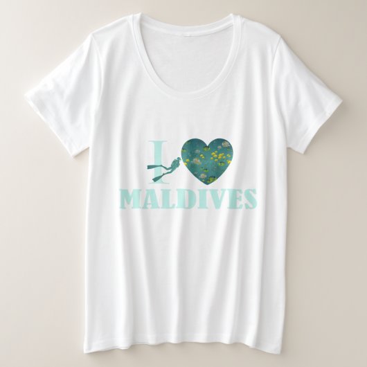 Ik hou van Maldiven Grote Maat T-shirt (Design voorkant)