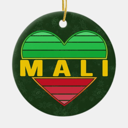 Ik hou van Mali, Malinees hart Keramisch Ornament (Voorkant)