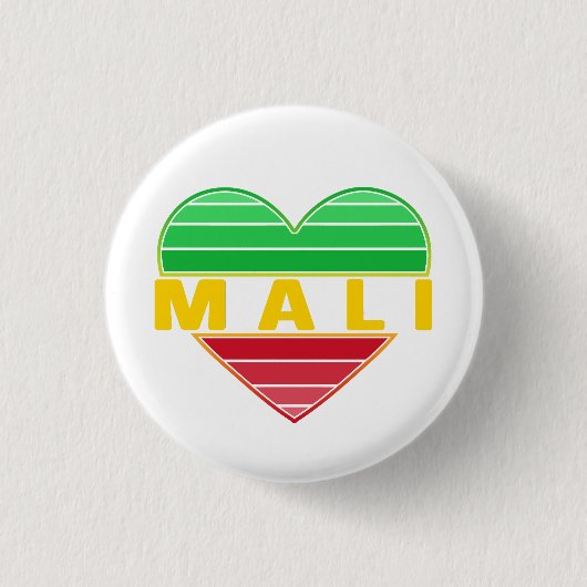 Ik hou van Mali, Malinees hart Ronde Button 3,2 Cm (Voorkant)