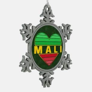 Ik hou van Mali, Malinees hart Tin Sneeuwvlok Ornament