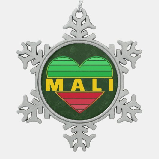 Ik hou van Mali, Malinees hart Tin Sneeuwvlok Ornament (Voorkant)