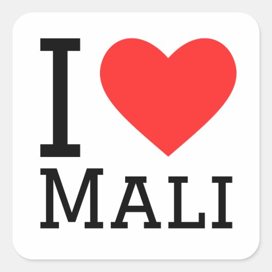 Ik hou van Mali Vierkante Sticker (Voorkant)
