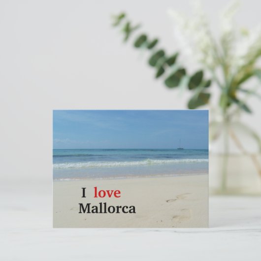 Ik hou van Mallorca Beach Briefkaart (Staand voorkant)
