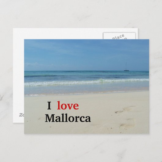 Ik hou van Mallorca Beach Briefkaart (Voorkant / Achterkant)