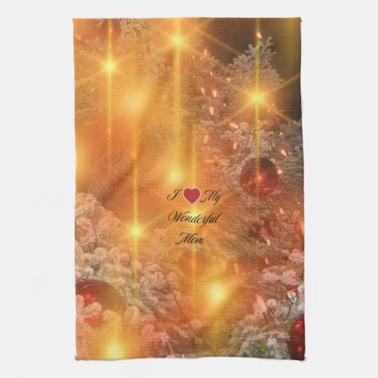 Ik hou van mam, gouden kerst, theedoek (Verticaal)