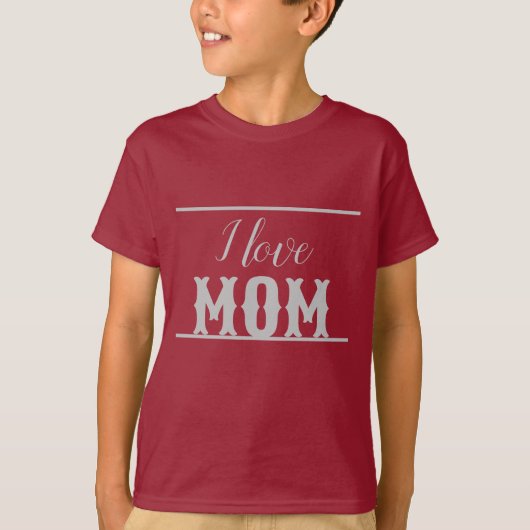 Ik hou van mam maroon wit kinder jongen t-shirt (Voorkant)