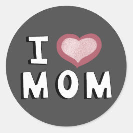 Ik hou van mam Roze Heart White Typografie Ronde Sticker