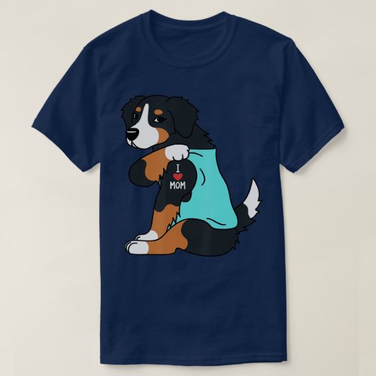Ik hou van mam Tattoo Bernese Mountain Dog Funny M T-shirt (Design voorkant)