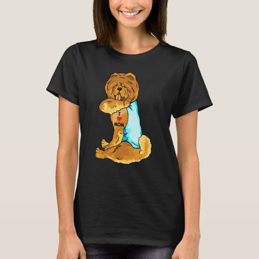 Ik hou van mam Tattoo Chow Chow Mam Dog Women T-shirt (Voorkant)