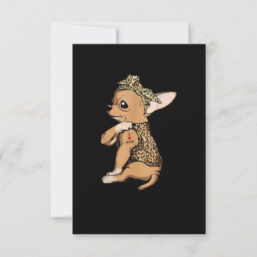 Ik hou van mam Tattoo Funny Chihuahua Dog met Band RSVP Kaartje (Voorkant)
