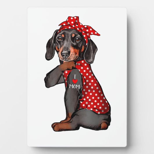 Ik hou van mam Tattoo Funny Dachshund Dog die een  Fotoplaat (voorkant)