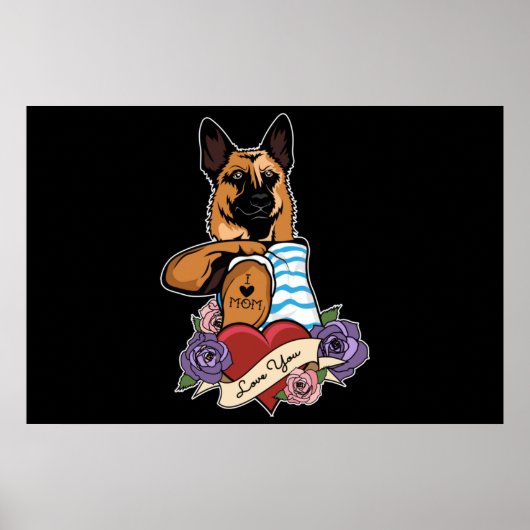 Ik hou van mam Tattoo... ik ben herder. Poster (Voorkant)