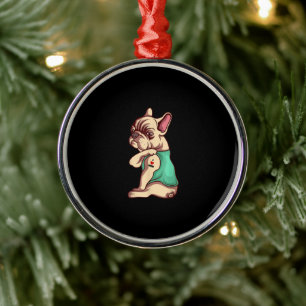 Ik hou van mam Tattoo Lover Funny French Bulldog G Metalen Ornament