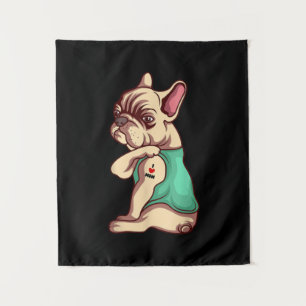 Ik hou van mam Tattoo Lover Funny French Bulldog G Wandkleed