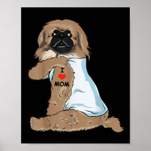 Ik hou van mam Tattoo Pekingese mam Hondenliefhebb Poster