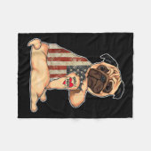 Ik hou van mam Tattoo Pug Dog Shirt American Flag  Fleece Deken (Voorkant (Horizontaal))