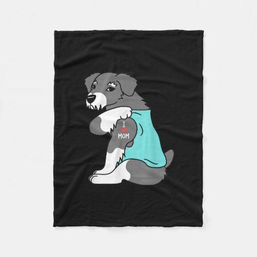 ik hou van mam tattoo schnauzer grappenmakershond fleece deken (Voorkant)