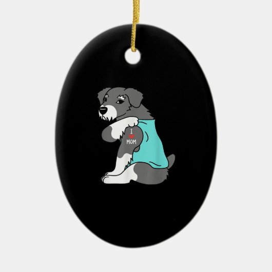 ik hou van mam tattoo schnauzer grappenmakershond keramisch ornament (Voorkant)