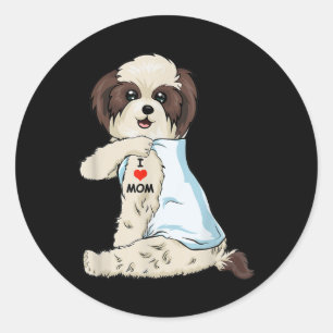 Ik hou van mam Tattoo Shih Tzu Mam Hondenliefhebbe Ronde Sticker