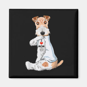 Ik hou van mam Tattoo Wire Fox Terrier Mam Hondenl Magneet