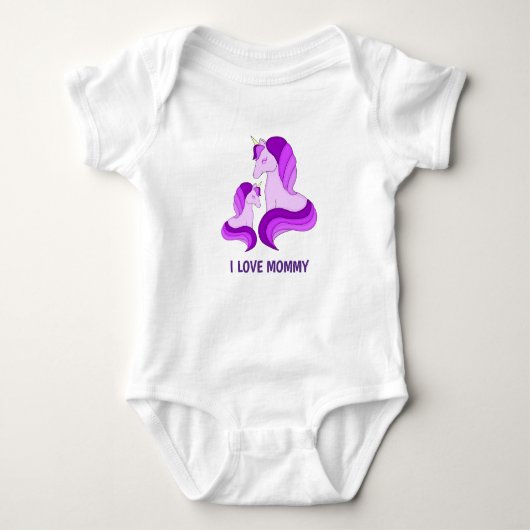 Ik hou van mama! Eenhoorn mama en haar baby Romper (Voorkant)