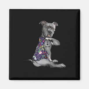 Ik hou van mama grappige Pitbull Dog Tattoo Flower Magneet