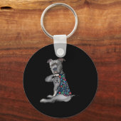Ik hou van mama grappige Pitbull Dog Tattoo Flower Sleutelhanger (Voorkant)