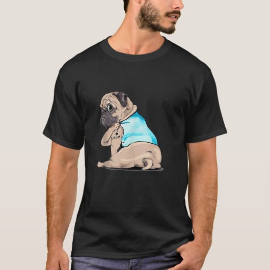 Ik hou van mama grappige pug getatoeëerde tanktop (Voorkant)