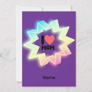 Ik hou van mama kleurrijke neon ster bedankkaart