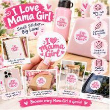 Ik hou van mama meisje roze sticker – Schattige ma