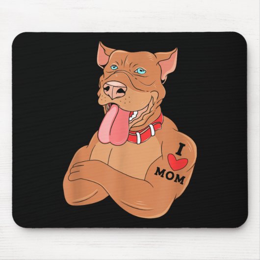 Ik hou van mama met Tattoo Pitbull Muismat (Voorkant)