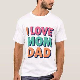 Ik hou van mama papa gedrukte basis T-shirt voor m