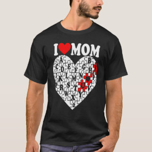 Ik hou van mama Redhart Word Search Valentijnsdag  T-shirt