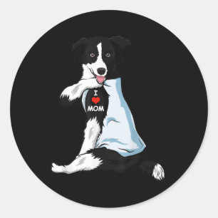 Ik hou van mama Tattoo Border Collie Mam Hondenlie Ronde Sticker