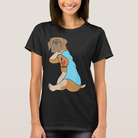 Ik hou van mama Tattoo Dog Funny Bullmastiff T-shirt (Voorkant)