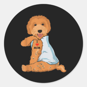 Ik hou van mama Tattoo Goldendoodle Mam Hondenlief Ronde Sticker